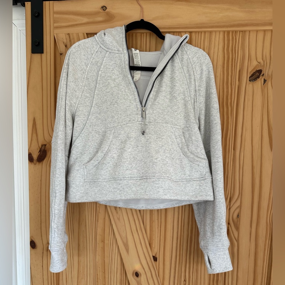 lululemon athletica Light Heather Gray Half-Zip Cropped Pullover